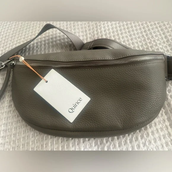 Quince Italian Pebbled Leather Sling Bag Grey - Picture 7 of 10